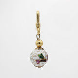 Earth Day Vintage White Cloisonne Pink Floral Orb Charm