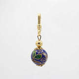 Earth Day Vintage Cobalt And Pink Peony Cloisonné Orb Charm
