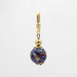 Earth Day Vintage Cobalt And Pink Peony Cloisonné Orb Charm
