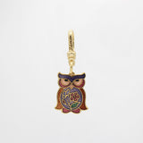 Earth Day Vintage Cloisonné Enamel Owl with Mini Butterfly Charm