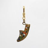 Antique Victorian Cloisonné Enamel Brass Slipper Upon Earth Charm