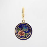 Vintage 1950's Cloisonné Enamel Butterfly Upon A Rose Bloom Charm