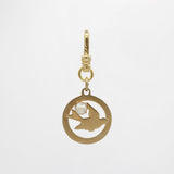 Vintage 1940's 14 Karat Gold and Natural Pink Pearl Bird Aflight Charm