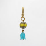 Vintage Vibrant Lemon Yellow and Aqua Blue Tulip Bead Charm