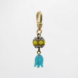 Vintage Vibrant Lemon Yellow and Aqua Blue Tulip Bead Charm