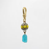 Vintage Vibrant Lemon Yellow and Aqua Blue Tulip Bead Charm
