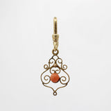 Vintage Filagree 10 Karat Gold Wire Natural C0ral Button Mariana Charm