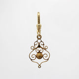Vintage Filagree 10 Karat Gold Wire Natural C0ral Button Mariana Charm