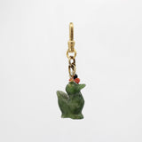 Duck Duck Vintage Carved Jade Charm With Coral Pearl and Onyx Accents