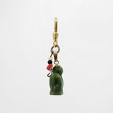 Duck Duck Vintage Carved Jade Charm With Coral Pearl and Onyx Accents