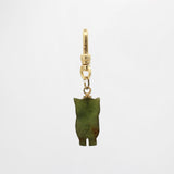 Hand-Carved Deep Green Marbled Natural Jade Owl's Eye Charm