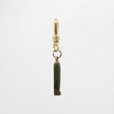 Hand-Carved Deep Green Marbled Natural Jade Owl's Eye Charm