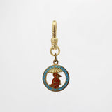 Earth Day 10Kt Gold Enamel Red Birdie Under a Yellow Parasol Charm