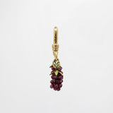 Vintage Double Glass Grape Cluster With Enameled Leaves Charm