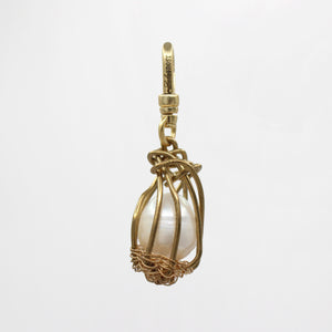 Handmade Nested and Caged Baroque Pearl in Brass & Goldfill Perla Charm