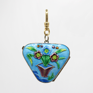 Vibrant Antique Chinese Cloisonné Sterling Silver Enamel Pique Box Charm