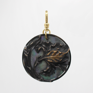 Gorgeous Antique Fleur Upon Abalone Shell Victorian Button Charm