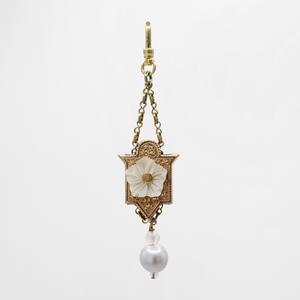 Spinning Mother of Pearl Bloom On Goldfill Slider Victorian Pearl Drop Charlene Charm