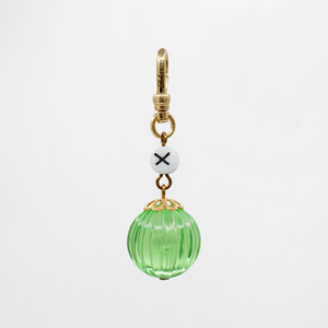 Fun Grooved Candy Apple Green Resin Bauble White Glass Bead Charm