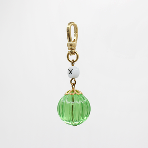 Fun Grooved Candy Apple Green Resin Bauble White Glass Bead Charm