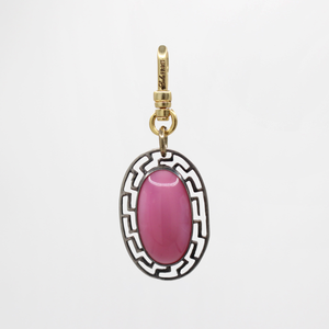 Magical Cat Eye Bubblegum Pink Glass Cabochon Sterling Silver Aja Charm