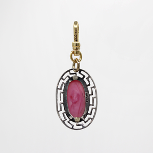 Magical Cat Eye Bubblegum Pink Glass Cabochon Sterling Silver Aja Charm