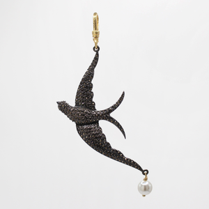 Archival Lulu Element Swarovski-Studied Flying Sparrow with Pearl Charm