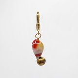 Vintage Handblown Swirled Orange & Cream Glass Heart Love Charm