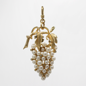Gilded Golden Pearl and Crystal Grapes Cluster Of Abundance Charlise Charm