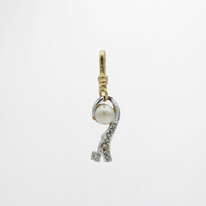 Vintage 1950's Glass Crystal and Pearl Swirl Charm