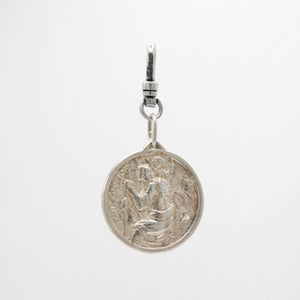 Vintage 1950's Silver/Pewter Mix St. Christopher Medallion Protect Us Charm