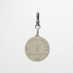 Vintage 1950's Silver/Pewter Mix St. Christopher Medallion Protect Us Charm