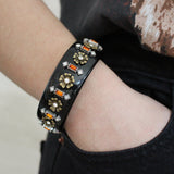 Black Resin Floral Amber Cuff Bracelet