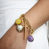 On Air Circular Faux Pearl Crystal Dome Charm