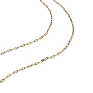 Long Single Teensy Baroque Pearl Mini Rectangle Chain