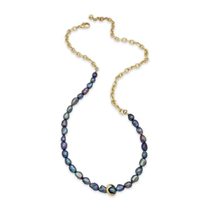 Plaza Long (Irregular) Peacock Pearl Chain Necklace Base