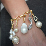 Plaza Gold Geo Pearl Drop Charm