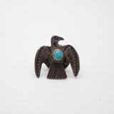 Santa Fe Antique Sterling Silver Original Patina Turquoise Thunderbird Pin