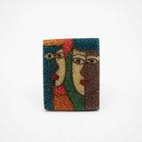Santa Fe Mixed Glittering Resin Wire Filagree Faces Brooch