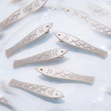 Sardine Fish Hair Clip Set in Silver Acetate with Rhinestone