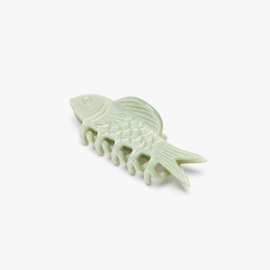 Jade Green Fish Mini Acetate Hair Claw Clip Opal Rhinestones