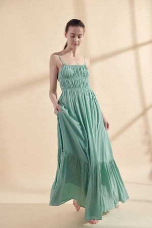 Amente Flounce Cami Maxi Dress in Mint