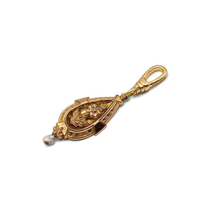 Antique Victorain 10 Karat Blooming Flower Teardrop Charm