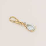 Antique Gem-Quality Pear Shaped Aquamarine in 14Kt Gold with Diamond Charm