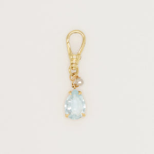 Antique Gem-Quality Pear Shaped Aquamarine in 14Kt Gold with Diamond Charm
