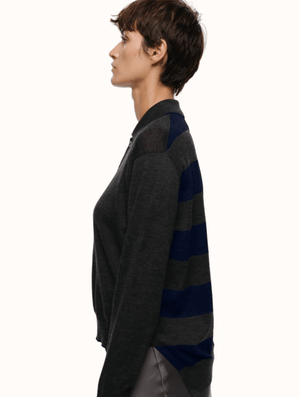 Eolas Black Cass Polo in Extra Fine Merino Wool