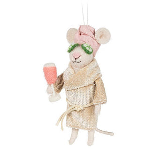 Spa Mouse with Cucumbers Ornament-5.5"H
