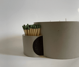 Concrete 3 Wick Candle with Match Holder