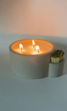 Concrete 3 Wick Candle with Match Holder