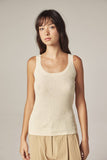 Cotton linen blend rib cami